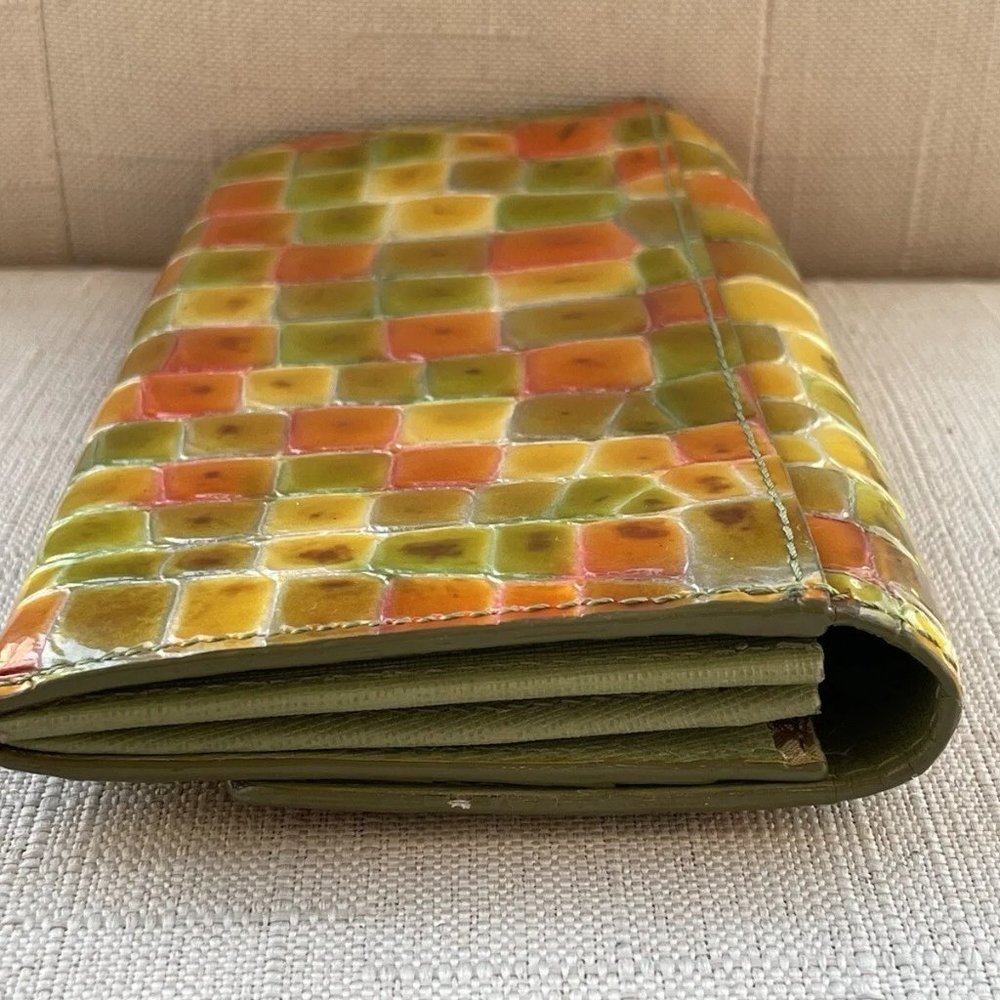 Cocco Fiore Women Clutch Wallet Multi Color Patent Leather Card Holder Purse - Picture 4 of 12